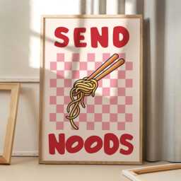 Pink Pasta Club Art Canvas Poster, Trendy Wall Art, Kitchen Aesthetic Decor, Retro Home Printed Gift - thumbnail 1