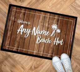 Personalised Beach Hut Door Mat - Wood Effect 60 X 40cm - Seaside Entrance Nautical Accessories - thumbnail 1