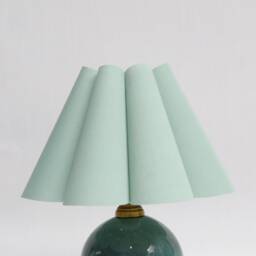 Handmade Light Green Scallop Lampshade Fabric & Acrylic Home Lighting - thumbnail 1