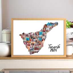 Tenerife Photo Collage Frame Design Wall Art Display Idea Gift Personalised Vacation Memory Custom Island Shape - thumbnail 3