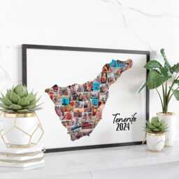 Tenerife Photo Collage Frame Design Wall Art Display Idea Gift Personalised Vacation Memory Custom Island Shape - thumbnail 2