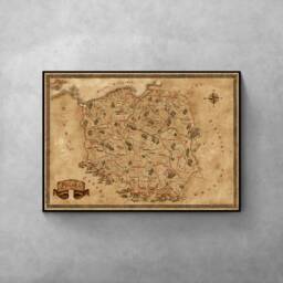 Fantasy Map Of Poland Vintage Style Medieval Cartography Wall Art - thumbnail 4