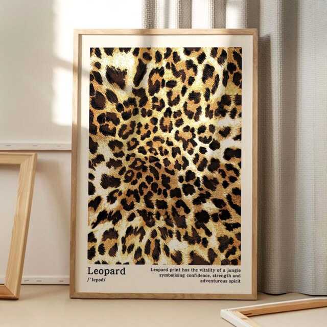 Leopard Print Art Canvas Poster, Trendy Wall Art, Apartment Aesthetic Decor, Retro Home Printed Gift - image 1