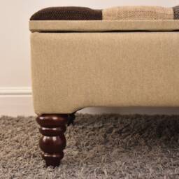 Handmade Tweed Storage Ottoman Bench, Upholstered Footstool With Storage, End Of Bed Custom Wooden Legs, Living Room Furniture - thumbnail 3