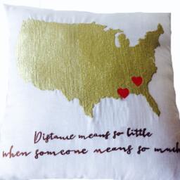 Us Map Heart Pillow Covers, Long Distance Relationship Pillow, Wedding Gifts, Gifts For Mom, Dorm Moving Out Gift - thumbnail 2