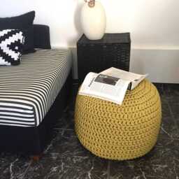 Chunky Knit Pouf, Lime Green Round Footstool Pouffe, Modern Kids Room Furniture, Dopamine Decor