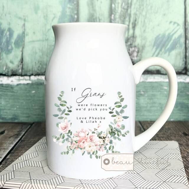Personalised If ... Were Flowers I'd We'd Pick You Mum Nanna Grandma Home Wildflower Lavender Floral Ceramic Small Vase Jug Mug Birthday Gift - image 1