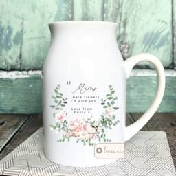 Personalised If ... Were Flowers I'd We'd Pick You Mum Nanna Grandma Home Wildflower Lavender Floral Ceramic Small Vase Jug Mug Birthday Gift - thumbnail 2