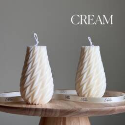 Geometric Wavy Soy Pillar Candle Minimalist Home Decor - thumbnail 3