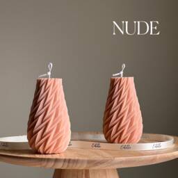 Geometric Wavy Soy Pillar Candle Minimalist Home Decor - thumbnail 2