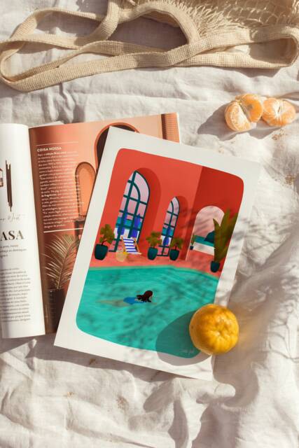 Illustration Of An Indoor Swimming Pool On Paper Poster - image 1