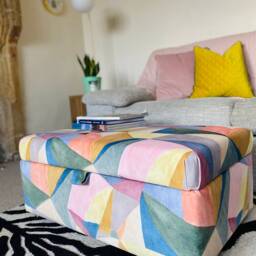 Coffee Table Footstool With Storage in Velvet Abstract - thumbnail 2
