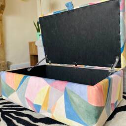 Coffee Table Footstool With Storage in Velvet Abstract - thumbnail 4