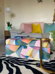 Coffee Table Footstool With Storage in Velvet Abstract - thumbnail 1