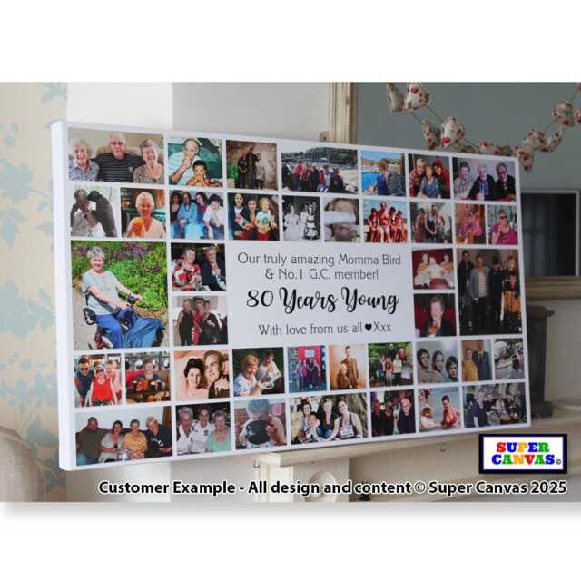 Custom Happy Birthday Any Age Mum Dad Husband Wife Brother Sister Friend Son Daughter Picture Photo Board Collage Framed Canvas Print Gift - image 1