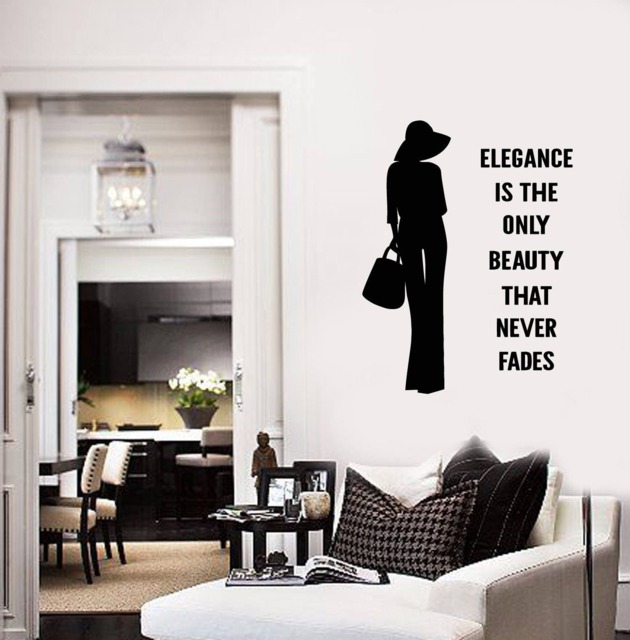 Fashion Woman Vinyl Wall Decal Quote Elegance Studio Salon Stickers Mural - #2619Di - image 1
