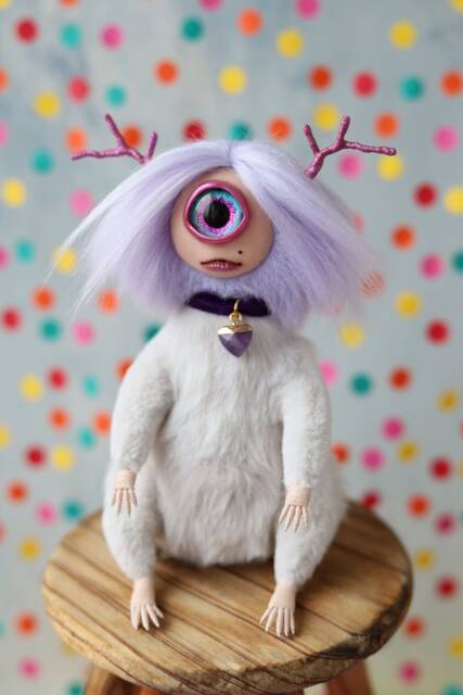 Misty - Cute Cyclop Girl, Plush Figurine, Sculpture, Cyclops Toy, Stuffed Monster, Troll Art Doll - image 1