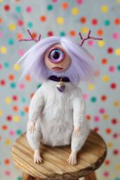 Misty - Cute Cyclop Girl, Plush Figurine, Sculpture, Cyclops Toy, Stuffed Monster, Troll Art Doll
