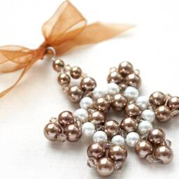 Modern Champagne White Pearl Crystal Snowflake Christmas Tree Ornament Beaded Star Holiday Decorations - thumbnail 3