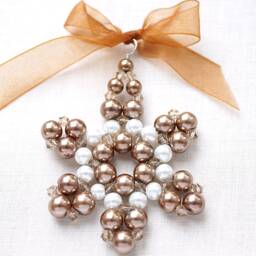 Modern Champagne White Pearl Crystal Snowflake Christmas Tree Ornament Beaded Star Holiday Decorations - thumbnail 2