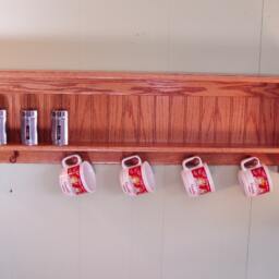 Oak Coat Rack Wall Shelf Country Style, 42-Inch, 2-Shelf - thumbnail 2