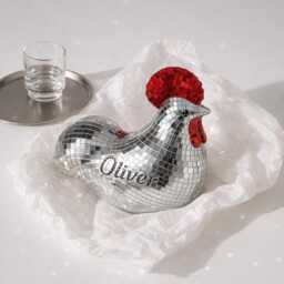 Disco Mosaic Chicken Sculpture - Mirrored Hen Tabletop Decor Personalised Option - thumbnail 4
