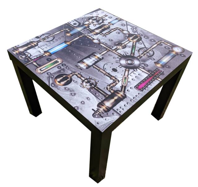 Industrial Steampunk Coffee Table Small Or Side Table. Unique Eye Catching Designs. White Black - image 1