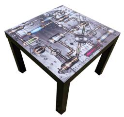 Industrial Steampunk Coffee Table Small Or Side Table. Unique Eye Catching Designs. White Black - thumbnail 1