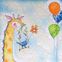 Handmade Giraffe Baby Quilt Animal Nursery Wall Hanging - thumbnail 2