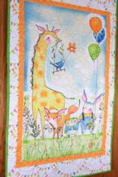 Handmade Giraffe Baby Quilt Animal Nursery Wall Hanging - thumbnail 1