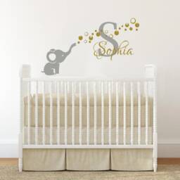 Personalized Name Wall Decal Baby Girl Elephant Decals Nursery Decor Children Custom Sticker - thumbnail 2