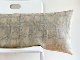 Lumbar Pillow Cover Indian Block Print Floral Batik, Boho Farmhouse Decor - thumbnail 1