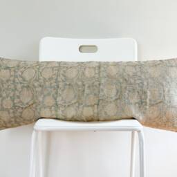 Lumbar Pillow Cover Indian Block Print Floral Batik, Boho Farmhouse Decor - thumbnail 2