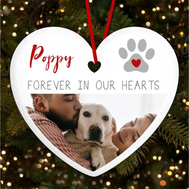 Pet Loss Memorial Photo Paw Personalised Christmas Tree Ornament Decoration