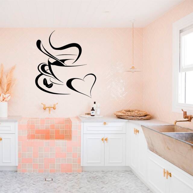 Coffee Love Heart Wall Art Decal, Interior Or Exterior Use , Easy To Apply With Instructions, 32 Colours, 5 Sizes - 0235 - image 1