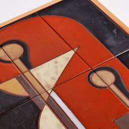 Hand-Painted Ceramic Mural Abstract Female Figures, Mid-Century Modern Art - thumbnail 3