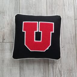 University Of Utah, Black Block U Letterman Pillow, Utah Utes, Go - thumbnail 1
