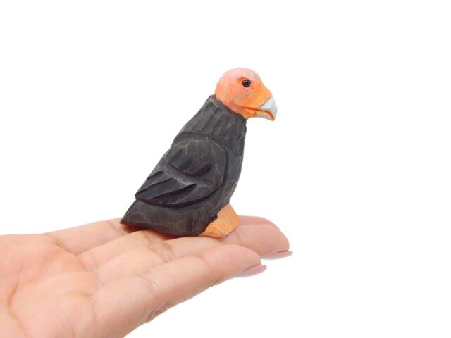 California Condor Wooden Figurine - Hand-Carved Vulture Bird Statue Decor - image 1