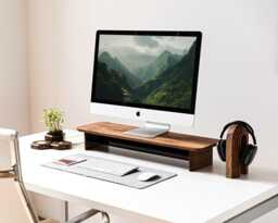 Wood Monitor Stand With Storage - Custom Engraved Desk Shelf Riser For Home Office
