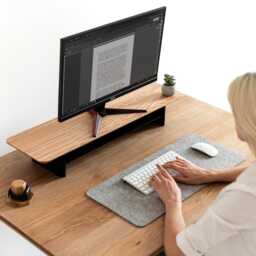Wood Monitor Stand With Storage - Custom Engraved Desk Shelf Riser For Home Office - thumbnail 4