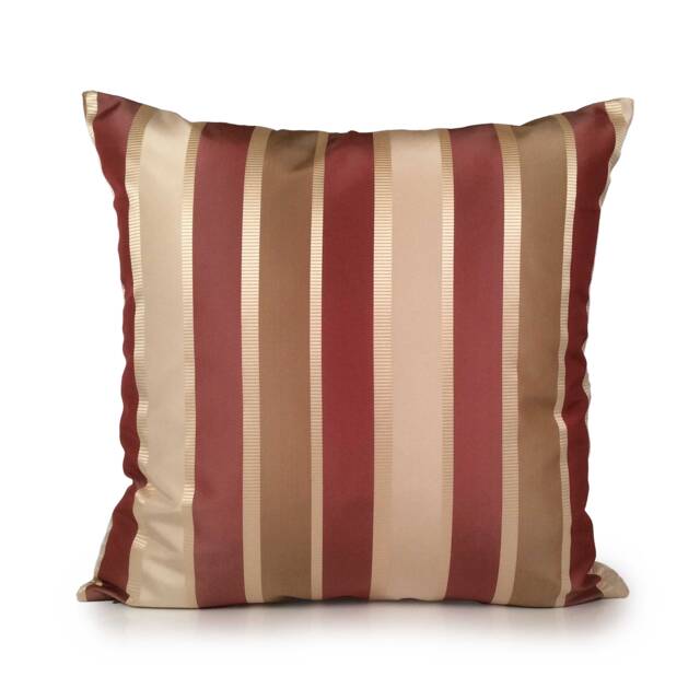 Tan, Light Pinkish Rust Pillow, Throw Pillow Cover, Decorative Cushion Accent Silk Blend, Striped - image 1