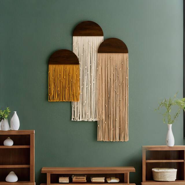 Macrame Hanging Art, Boho Wall Hanging, Yarn Tapestry, Decor Living Room, Mid Century Home, Gift For Her, Tapestry V45 - image 1