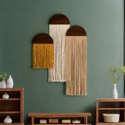 Macrame Hanging Art, Boho Wall Hanging, Yarn Tapestry, Decor Living Room, Mid Century Home, Gift For Her, Tapestry V45 - thumbnail 1