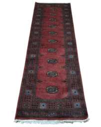 2.6x8 Pink Color Bokhara Rug - Runner Hallway Luxury Bukhara Fine Quality Woolen Afghan - thumbnail 1