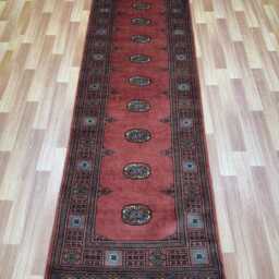 2.6x8 Pink Color Bokhara Rug - Runner Hallway Luxury Bukhara Fine Quality Woolen Afghan - thumbnail 2
