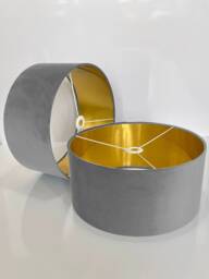 New Luxury Velvet Silver Grey Drum Lamp Shade & Pendant Light Suitable For Both Table Ceilings - thumbnail 1