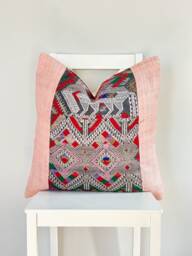 Vintage Embroidered Silk Textile Ethnic Piece Of Tradition Costume Pillow Cover - thumbnail 1