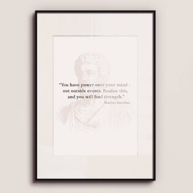 Marcus Aurelius Quote Print - Watercolour Paper Gift Birthday Christmas Present You Have Power Over You Mind, Not Outside Events - image 1