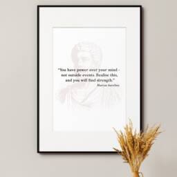 Marcus Aurelius Quote Print - Watercolour Paper Gift Birthday Christmas Present You Have Power Over You Mind, Not Outside Events - thumbnail 2