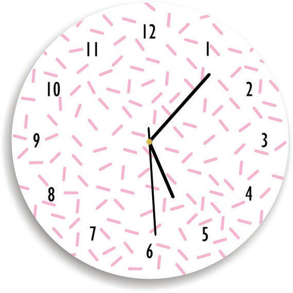 Sprinkles Wall Clock - Confetti Decor Pink & White Nursery - image 1